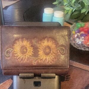 Flowered Leather Wallet
